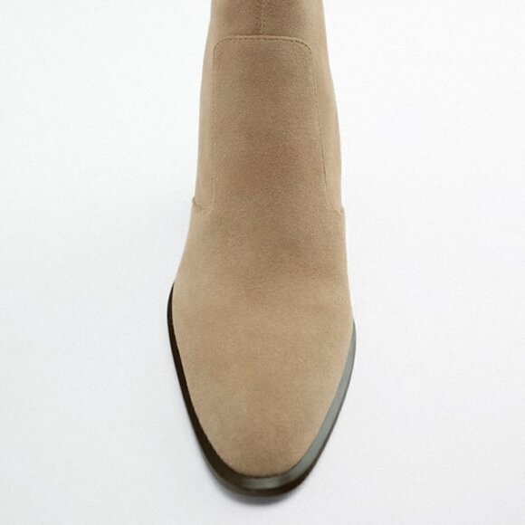 ZARA Beige Suede Heeled Ankle Boots Size 40 Brand New - Picture 10 of 10